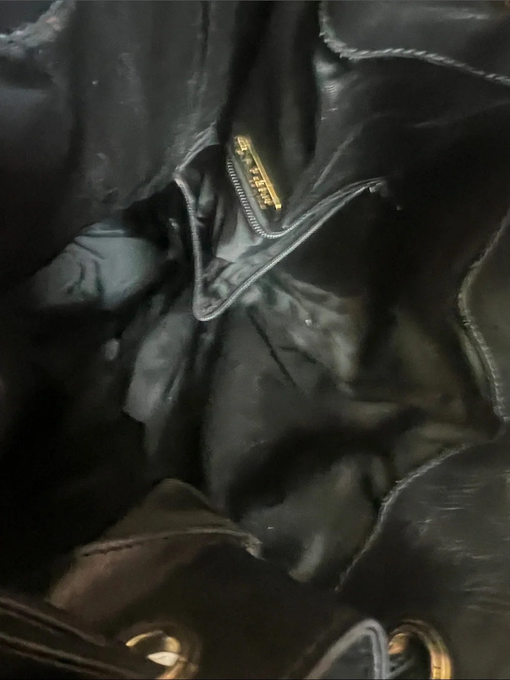 Vintage PIBRA Black Soft Leather Drawstring Bag